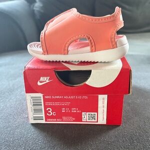 Nike Kids Sandals - Bright Coral and White